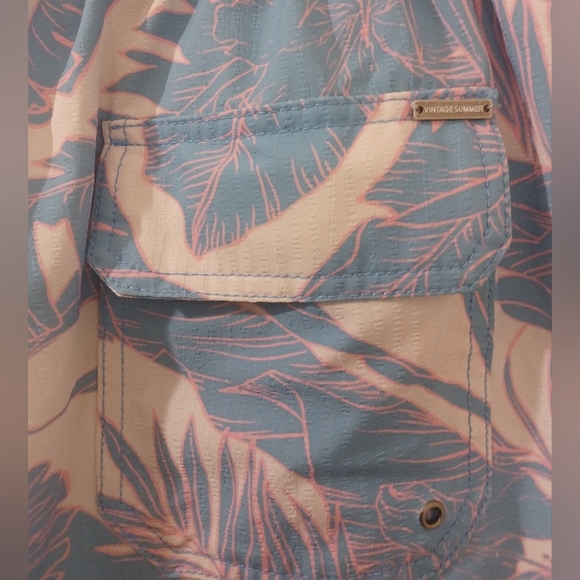 Men's Vintage Summer Swim Trunks Shorts Size Large Blue/Pink Preowned - Picture 6 of 10